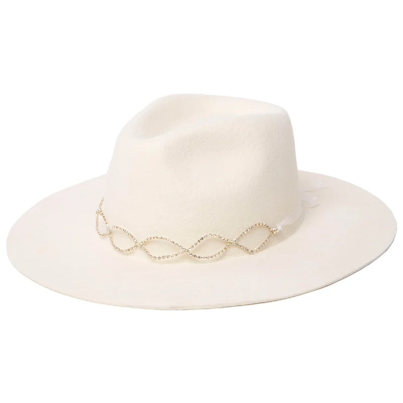 Amore - Women's Stiff Brim Fedora with Twisted Rhinestone Trim