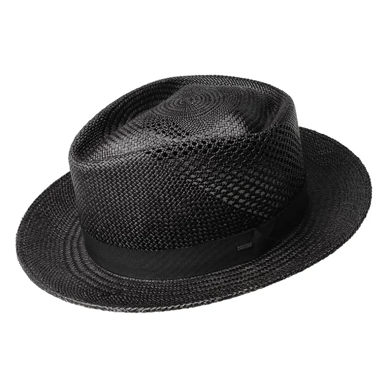 Bailey Hurtle Diamond Crown Vented Panama Straw Fedora