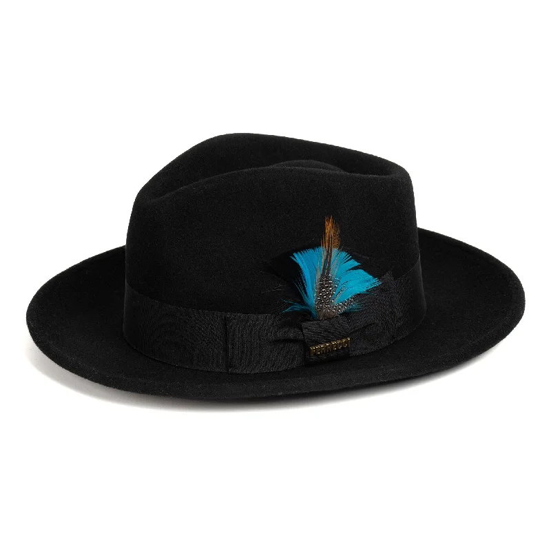 Crushable Black 100% Australian Wool Fedora Hat