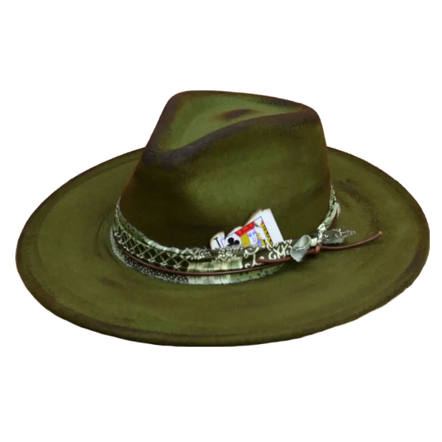 Blackjack Retro Handmade Burned Fedora Hat