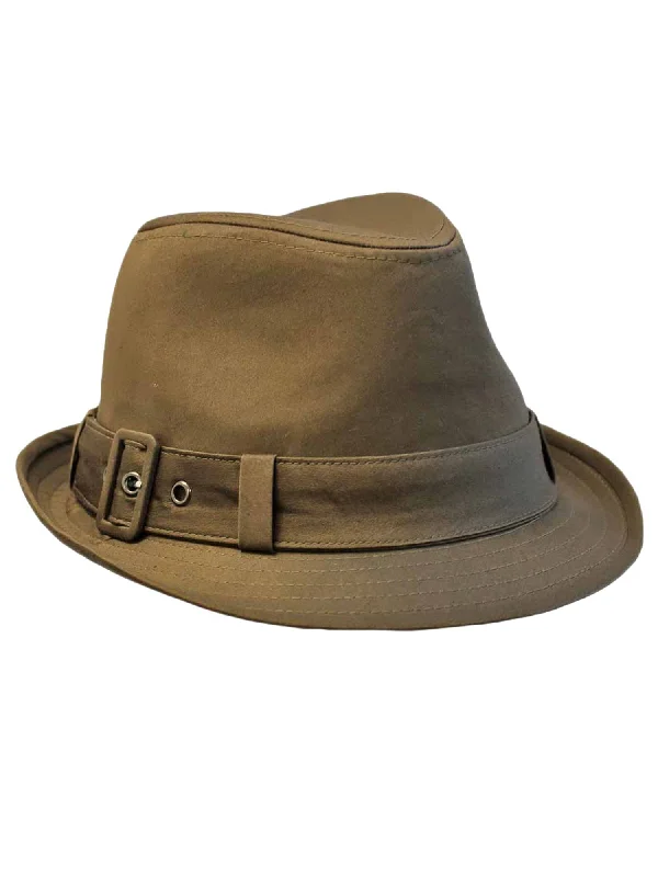 Brown Fedora Hat With Buckle Hat Band