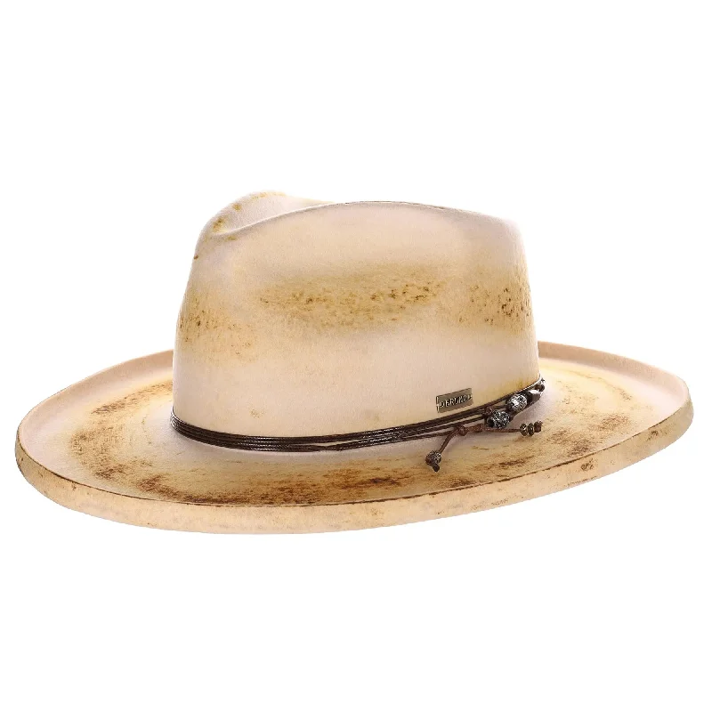 Bruno Capelo Orleans Distressed Wide Brim Wool Fedora