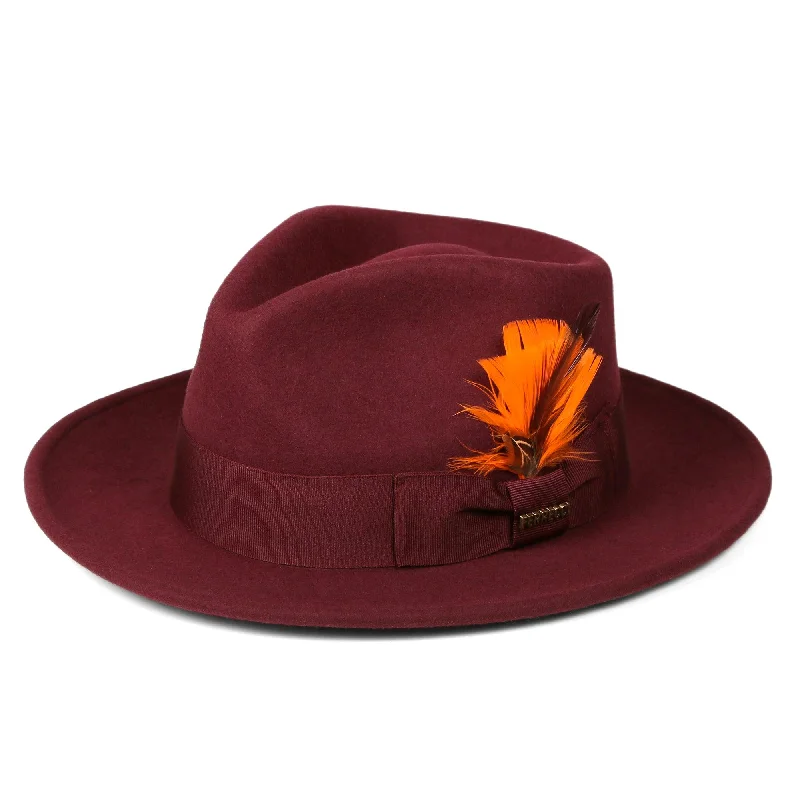 Crushable Burgundy 100% Australian Wool Fedora Hat