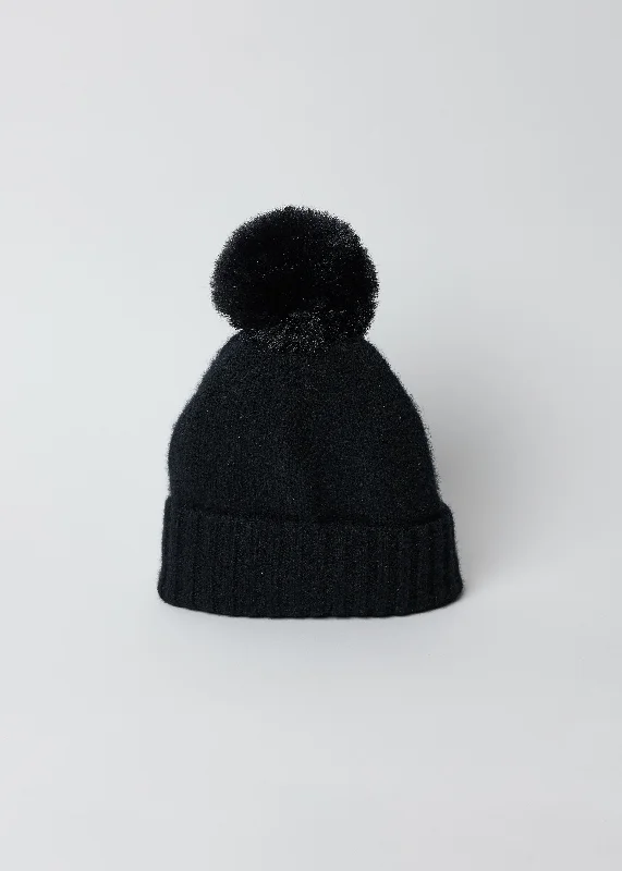 Classic Cashmere Slouchy Beanie with Pom