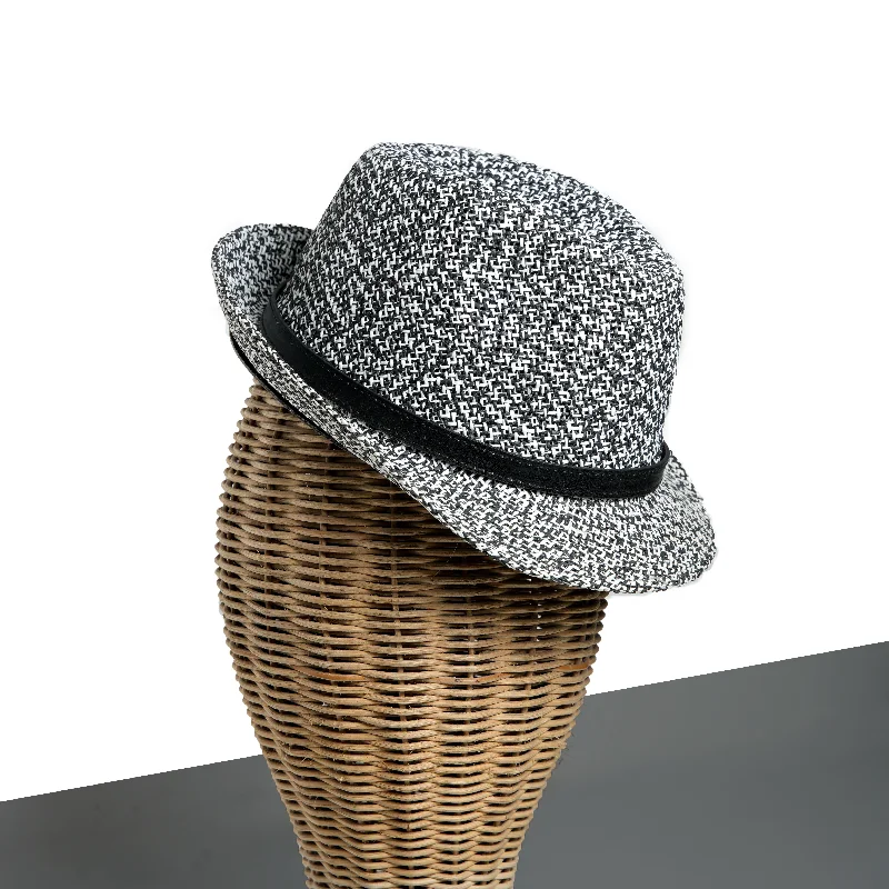 Chokore Classic Straw Fedora Hat (Black & White)