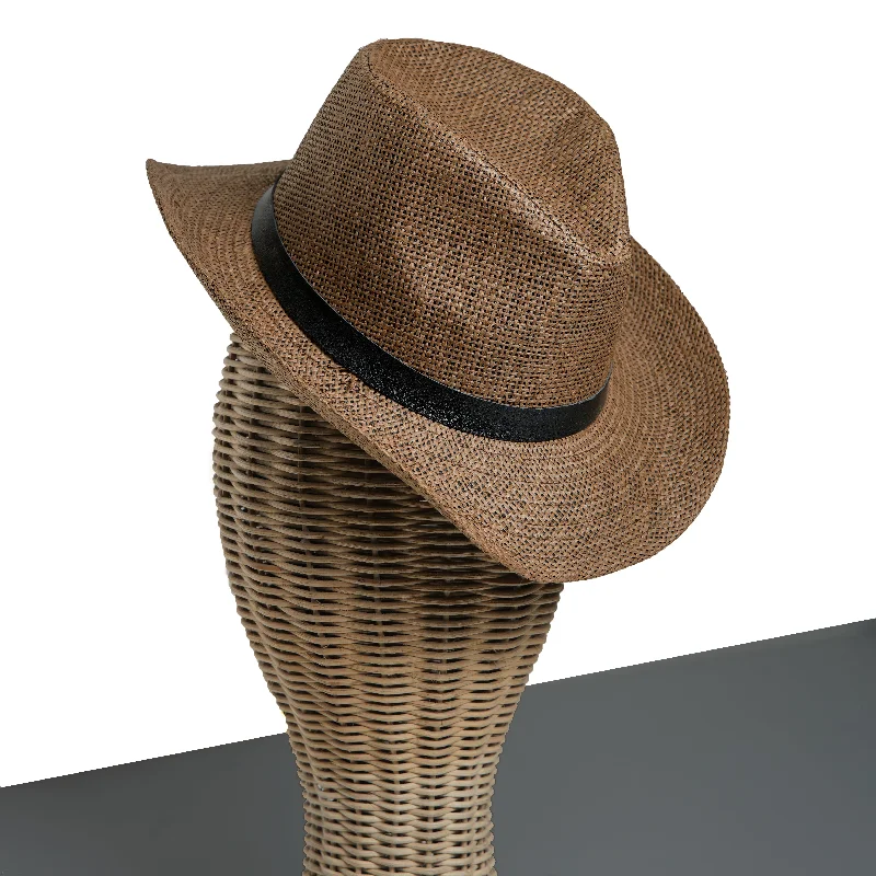 Chokore Sunshade Straw Fedora Hat (Brown)