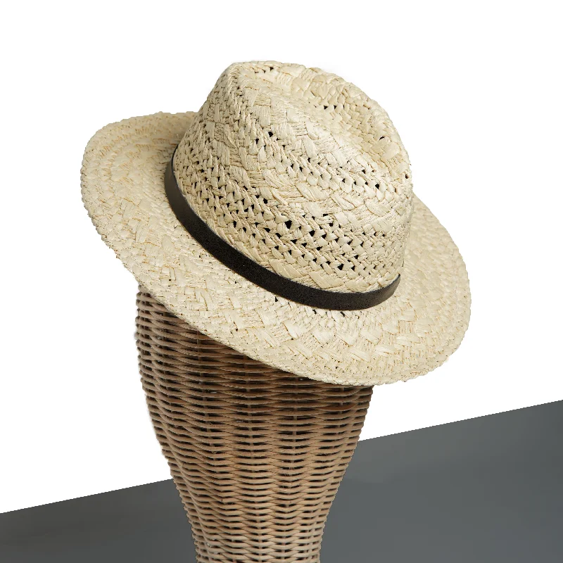 Chokore Woven Straw Fedora Hat (Beige)