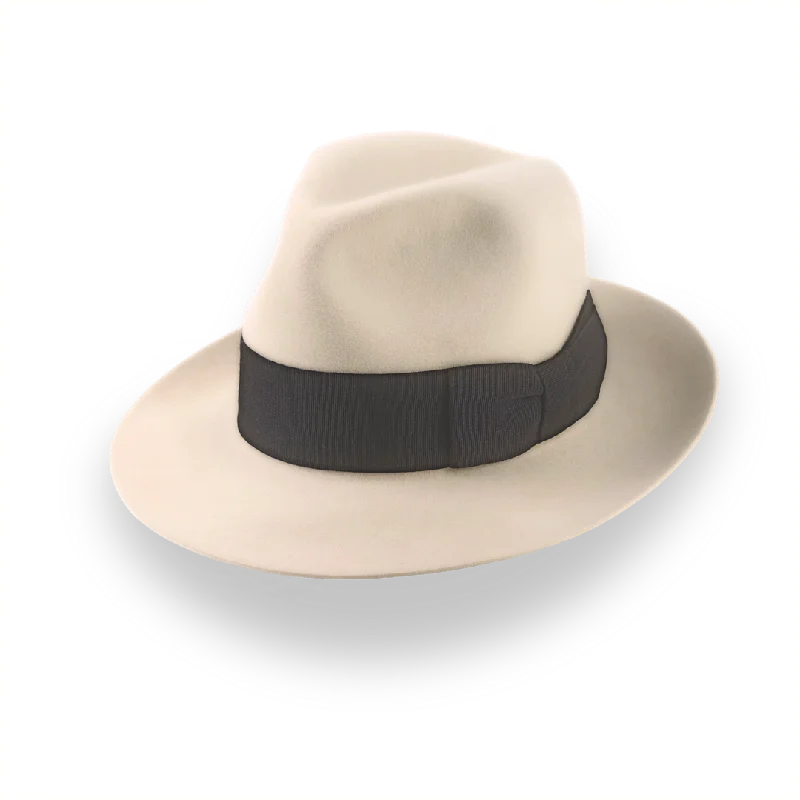 Classic Center Dent Fedora Hat in Cream Fur Felt  | The Caliber