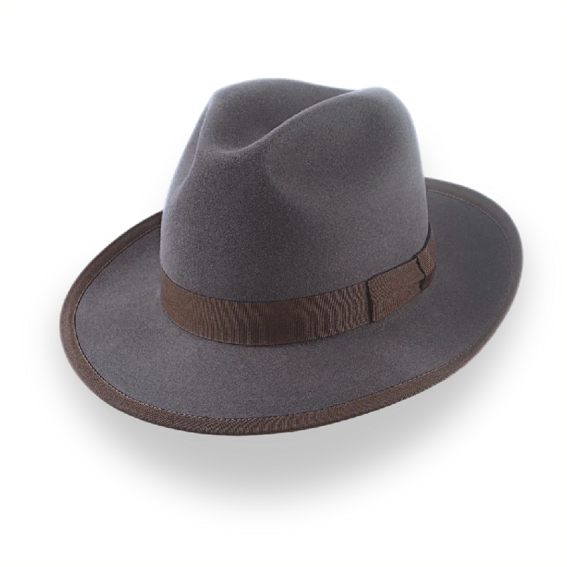 Handcrafted Classic Fedora in Caribou Grey Fur Felt | The Cavalieri