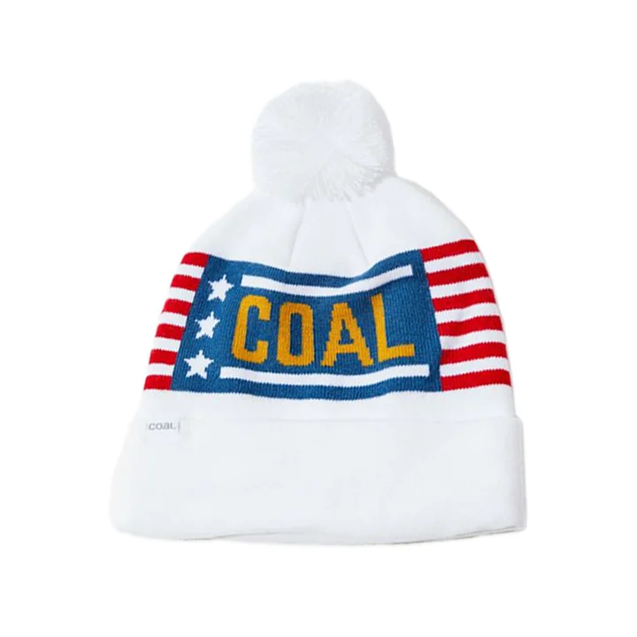 Coal Downhill Pom Beanie - White