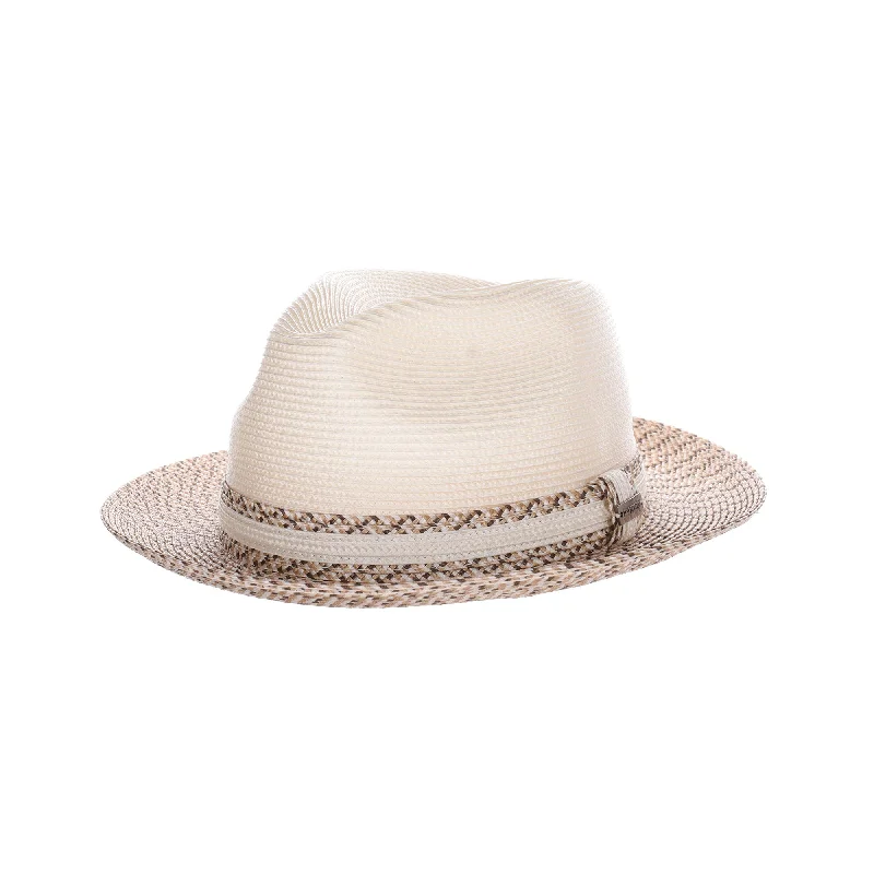 DapperFam The Stefano Two-Tone Straw Fedora Hat