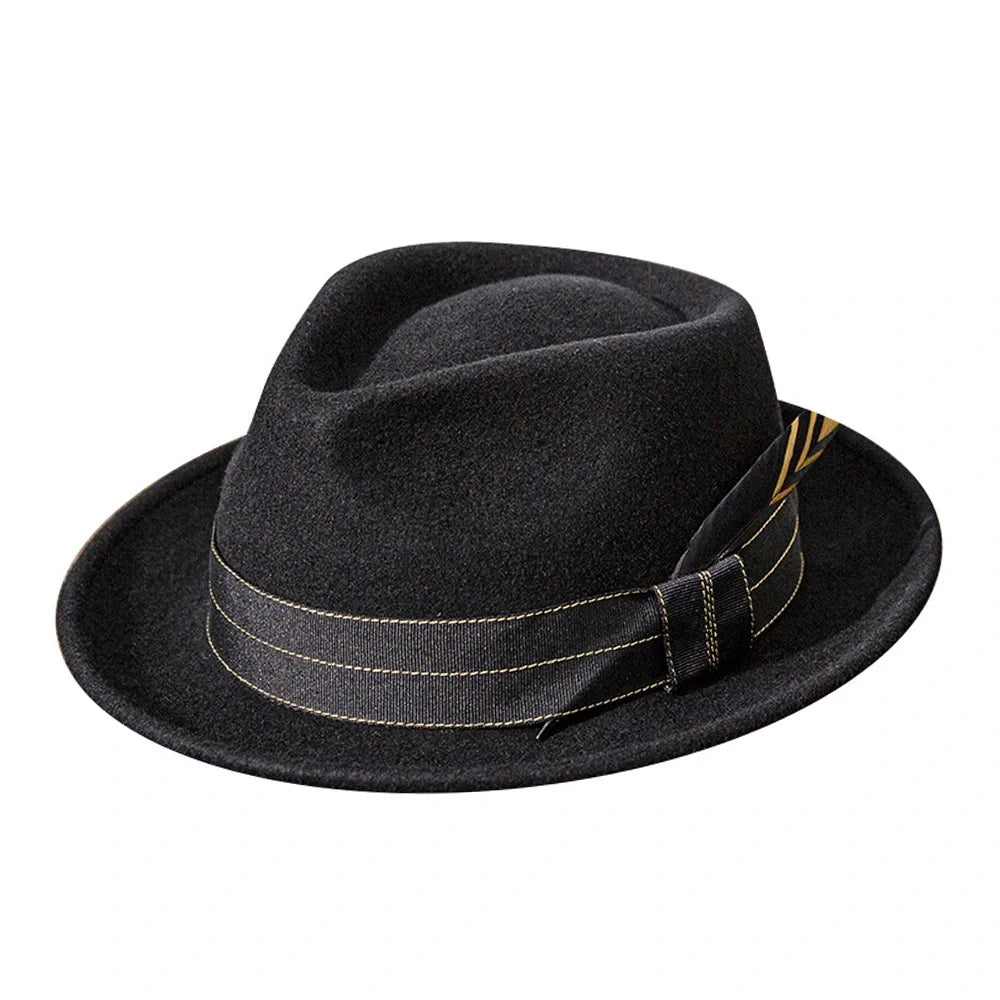 Epsilon Vintage Black Wool Fedora Hat