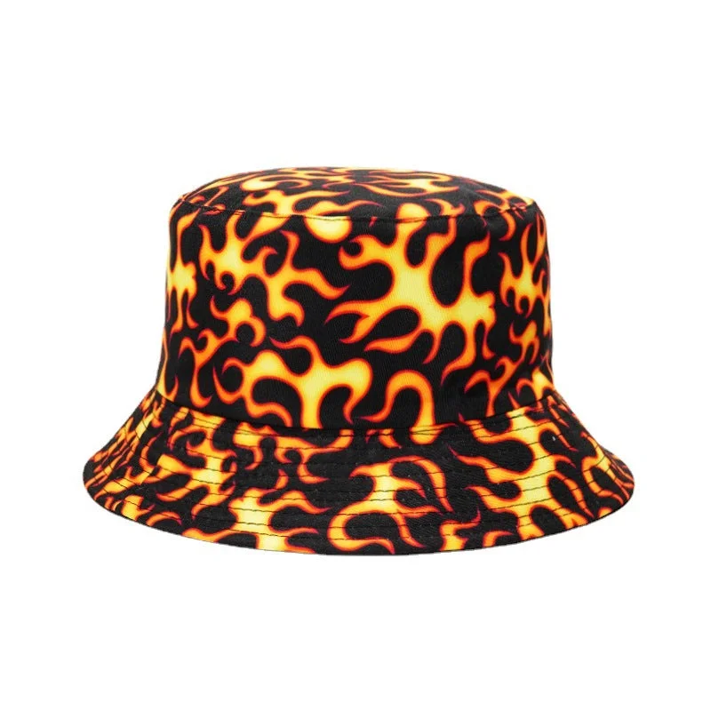 Fashion Reversible Leaf Print Bucket Hat Summer Sun Caps For Women