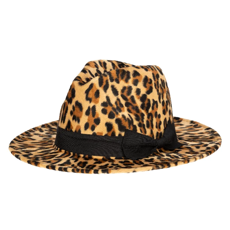 Faux Felt Leopard Print Fedora