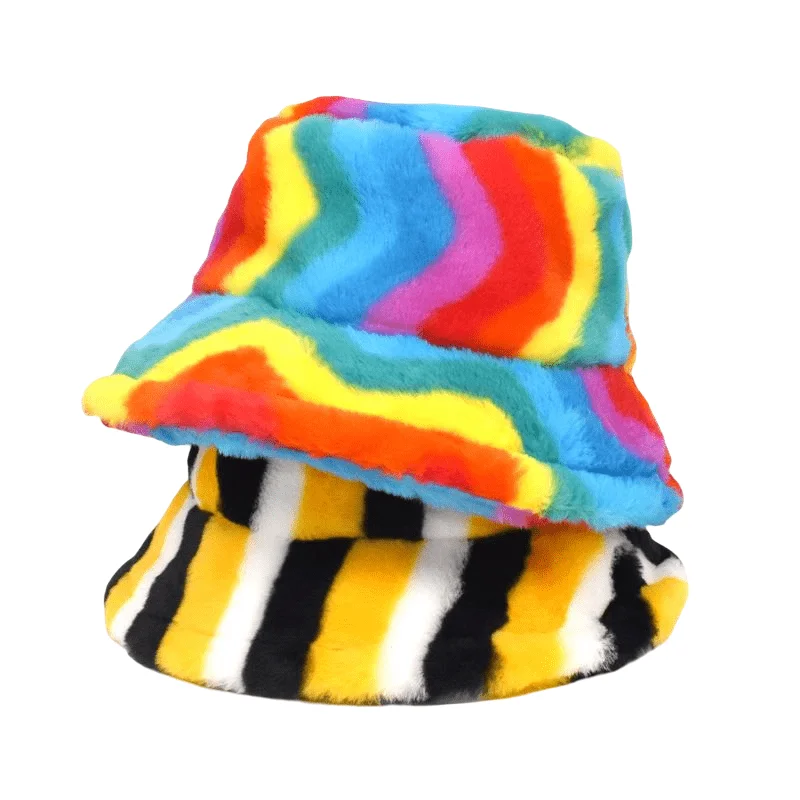 GLTR Striped Fur Bucket Hat