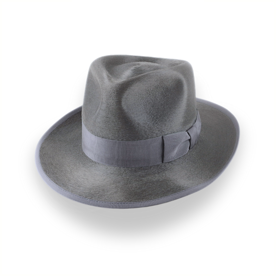 Smoke Grey Sleek Silk Finish Fedora Hat for Men | The Oliver