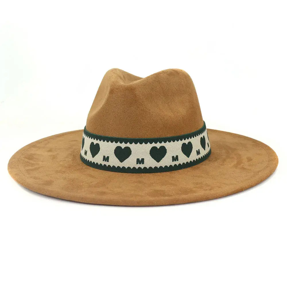 Hearts Band Suede Fedora Hat