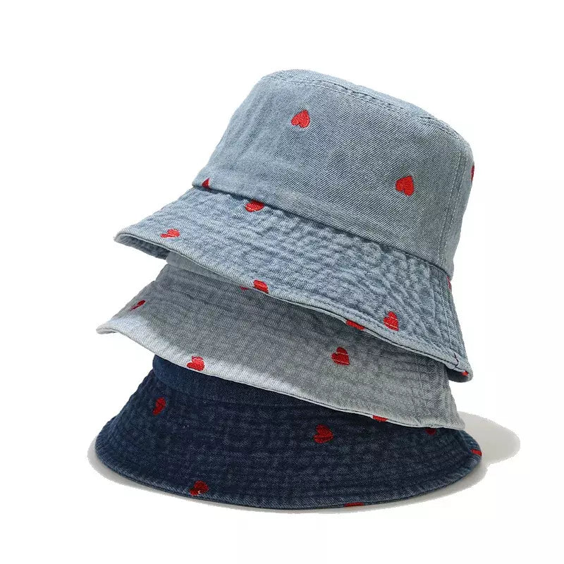 Hearts Denim Bucket Hat