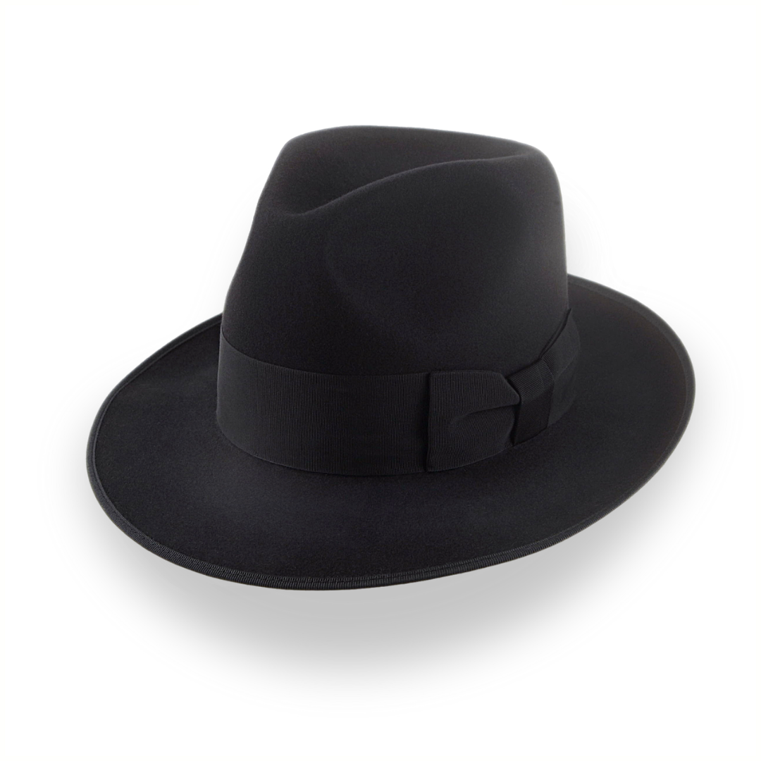 Black High Crown Fedora Hat with Custom Sizes | The Castor