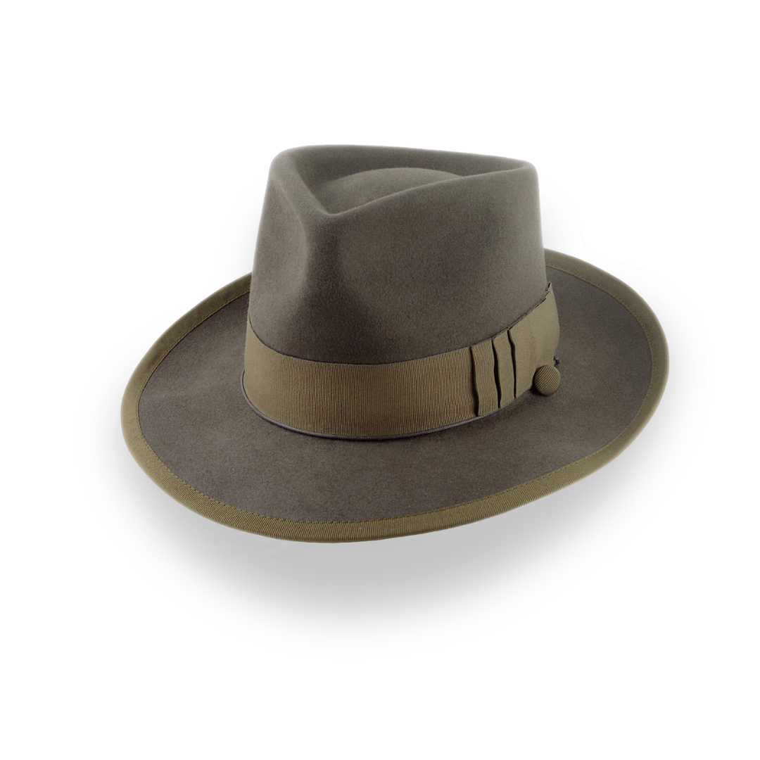 Khaki Vintage Style Fedora Hat in Luxurious Beaver Fur Felt |  The Pandamator