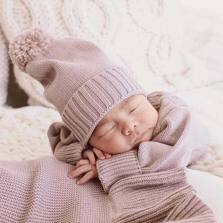 Knit Baby Pom Pom Beanie | Iris*