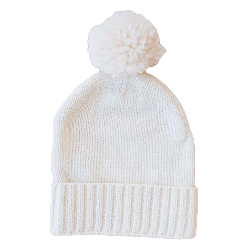 Knit Baby Pom Pom Beanie | Ivory*