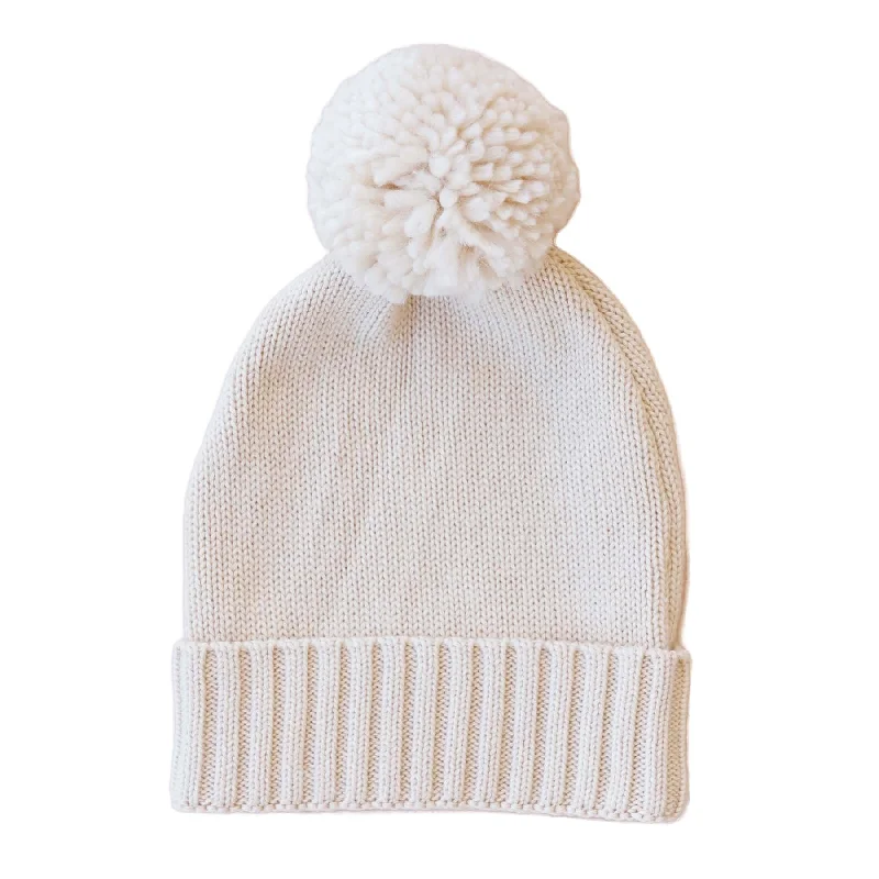 Knit Baby Pom Pom Beanie | Sand*