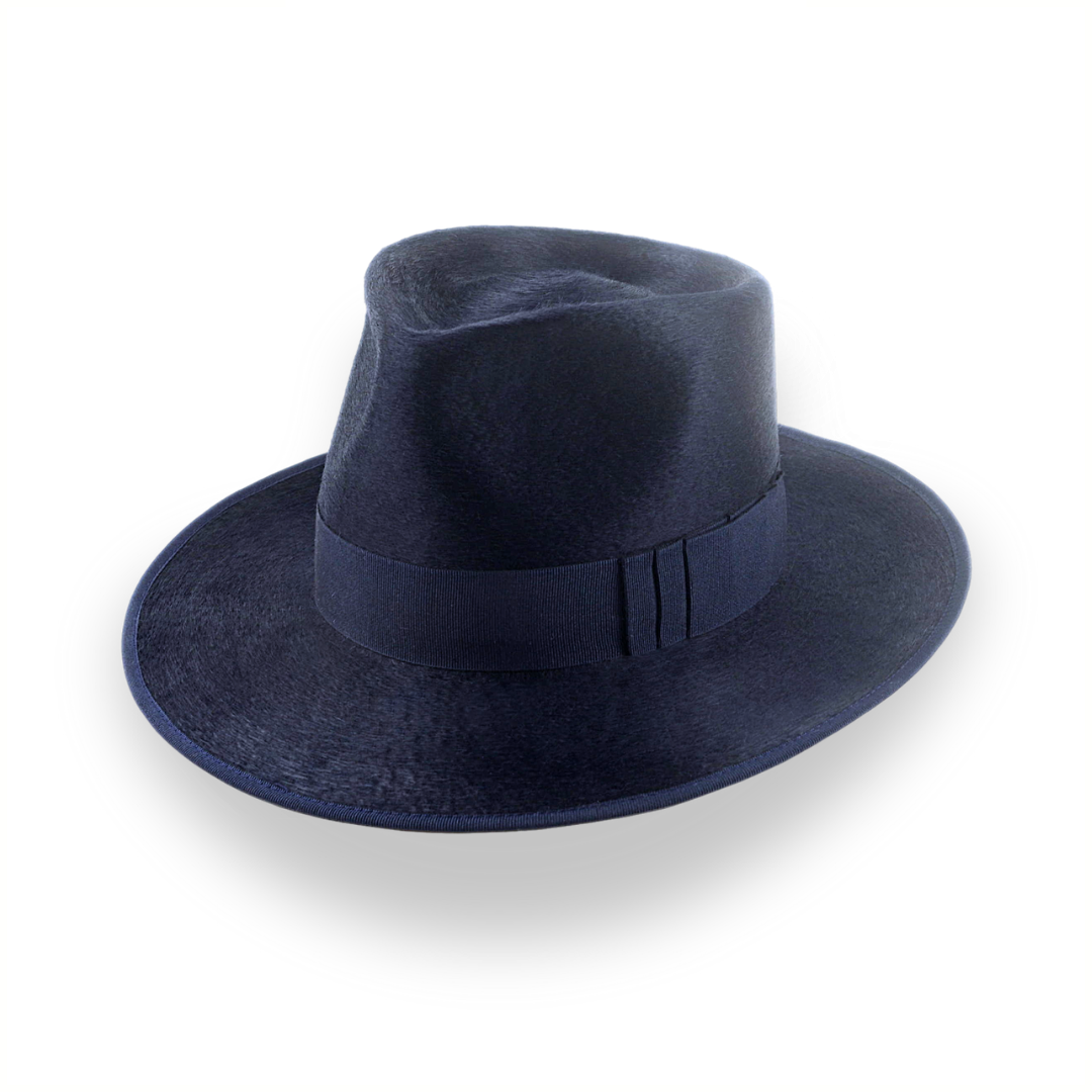 Denim Blue Luxurious Silk Finish Fedora for Men | The Zephyr