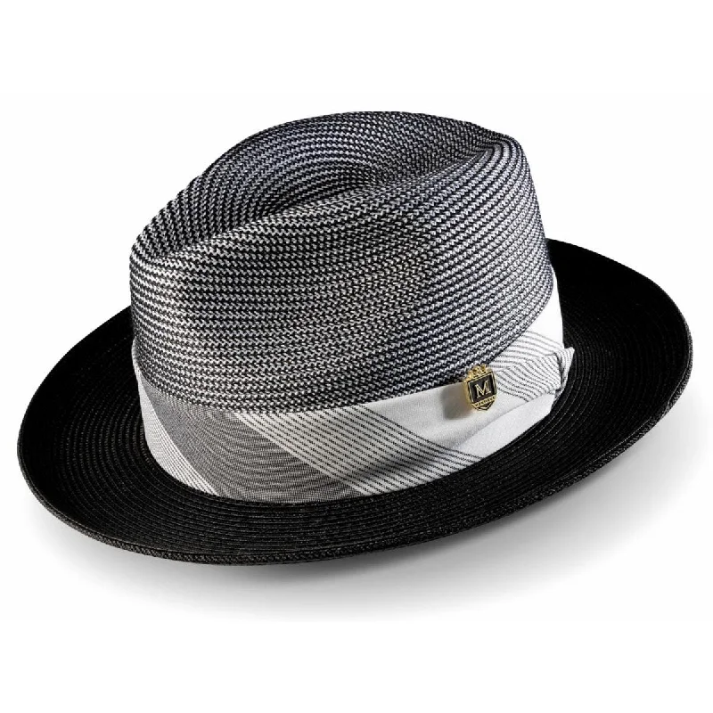 Montique Triple Crown Pinch Front Straw Fedora