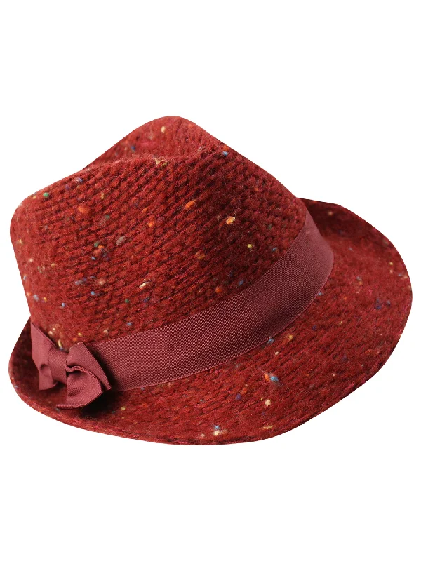 Multicolor Fleck Warm Knit Fedora Trilby Hat