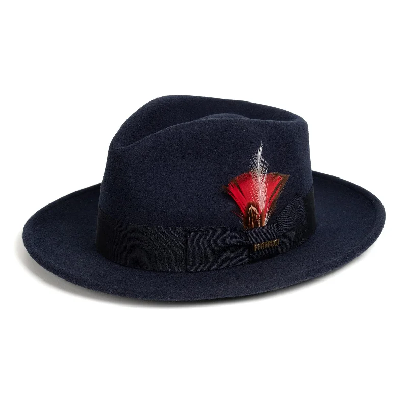 Crushable Navy 100% Australian Wool Fedora Hat