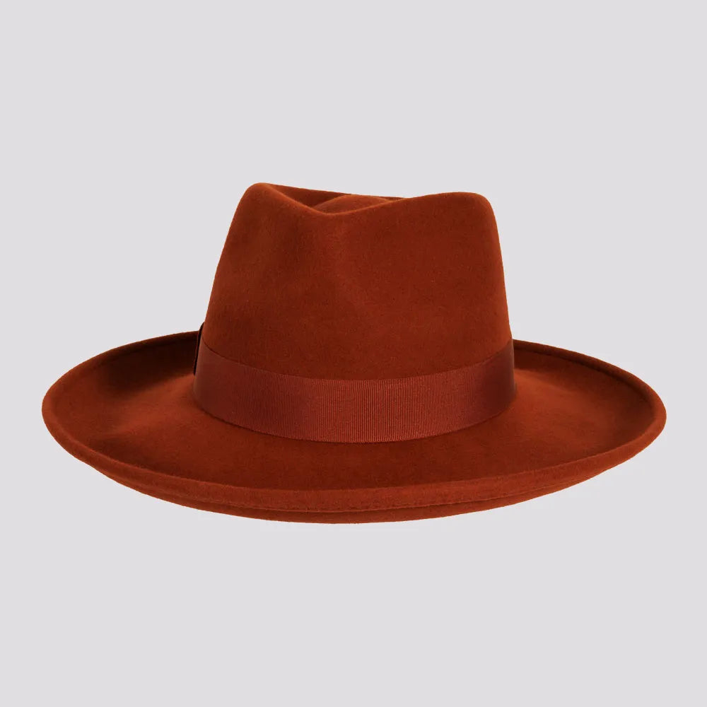 Oakley | Womens Crushable Wool Felt Teardrop Fedora Hat with Curled Brim