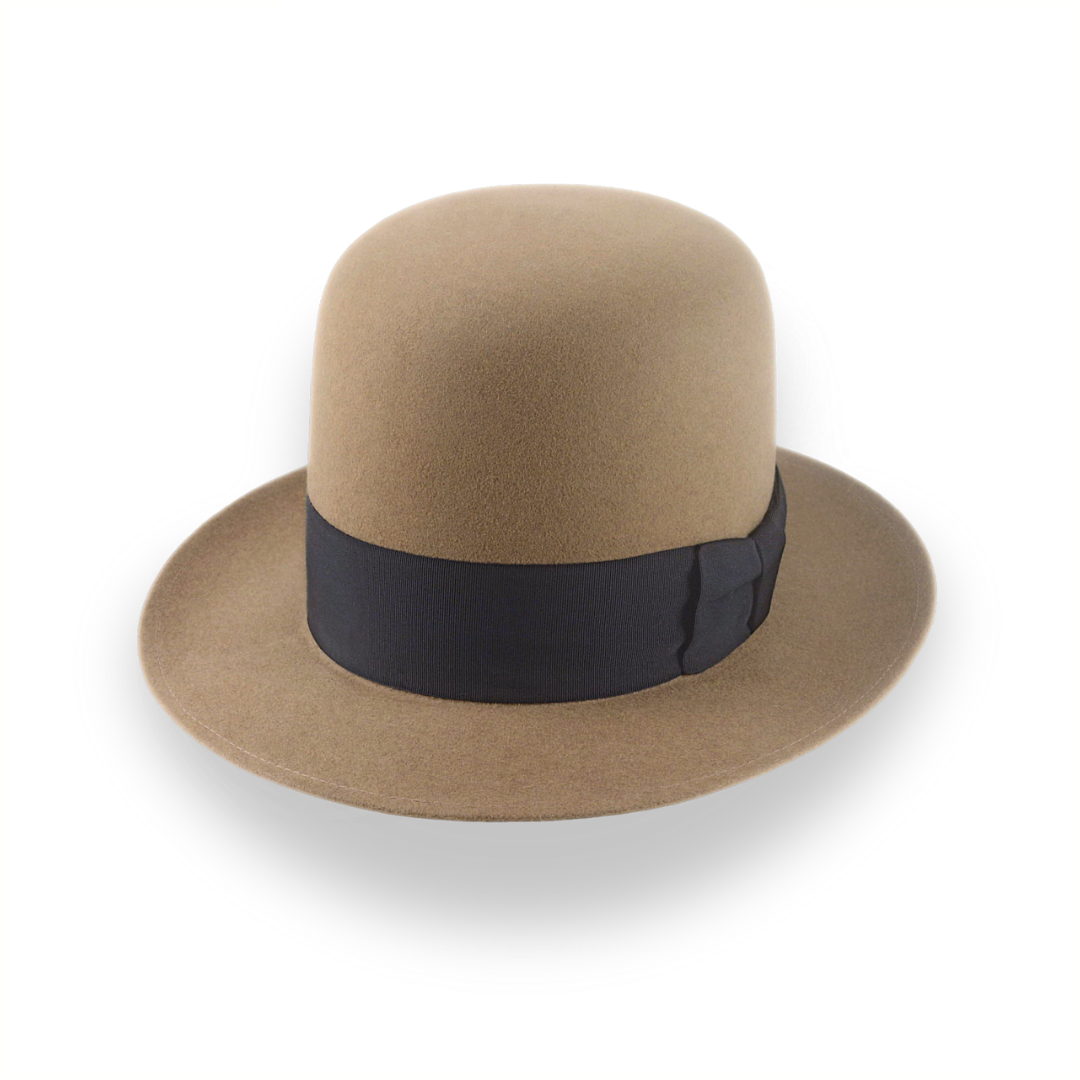 Camel Open Crown Fedora Hat in Malleable Beaver Fur Felt | The Benedict