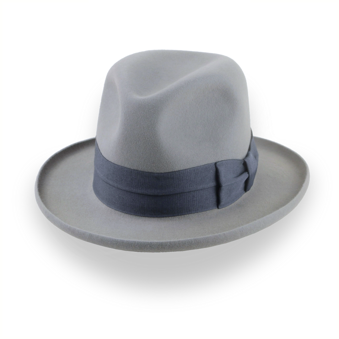 Pewter Grey Pencil Brim Fedora with Exclusive Ribbon Hatband | The Hiero