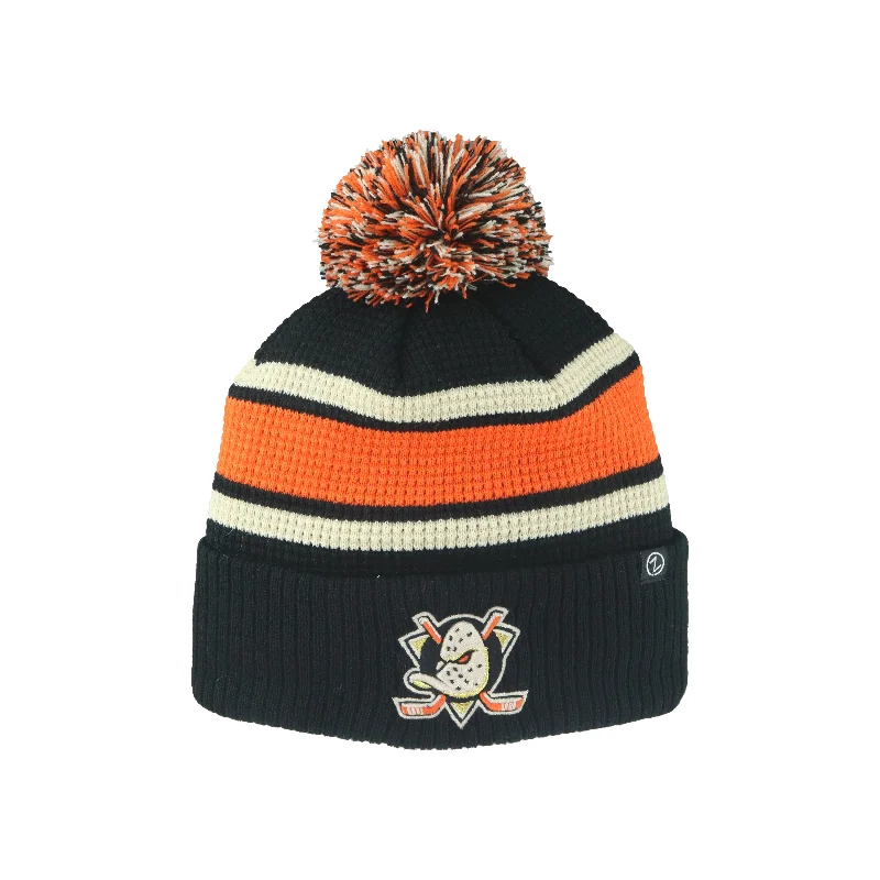 Primary Stripe Cuff Pom Beanie