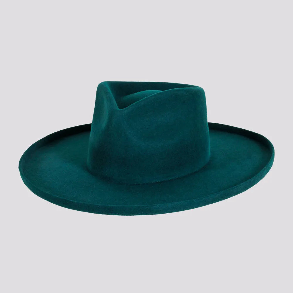 Rustler | Womens Wool Felt Teardrop Fedora Hat with Curled Brim