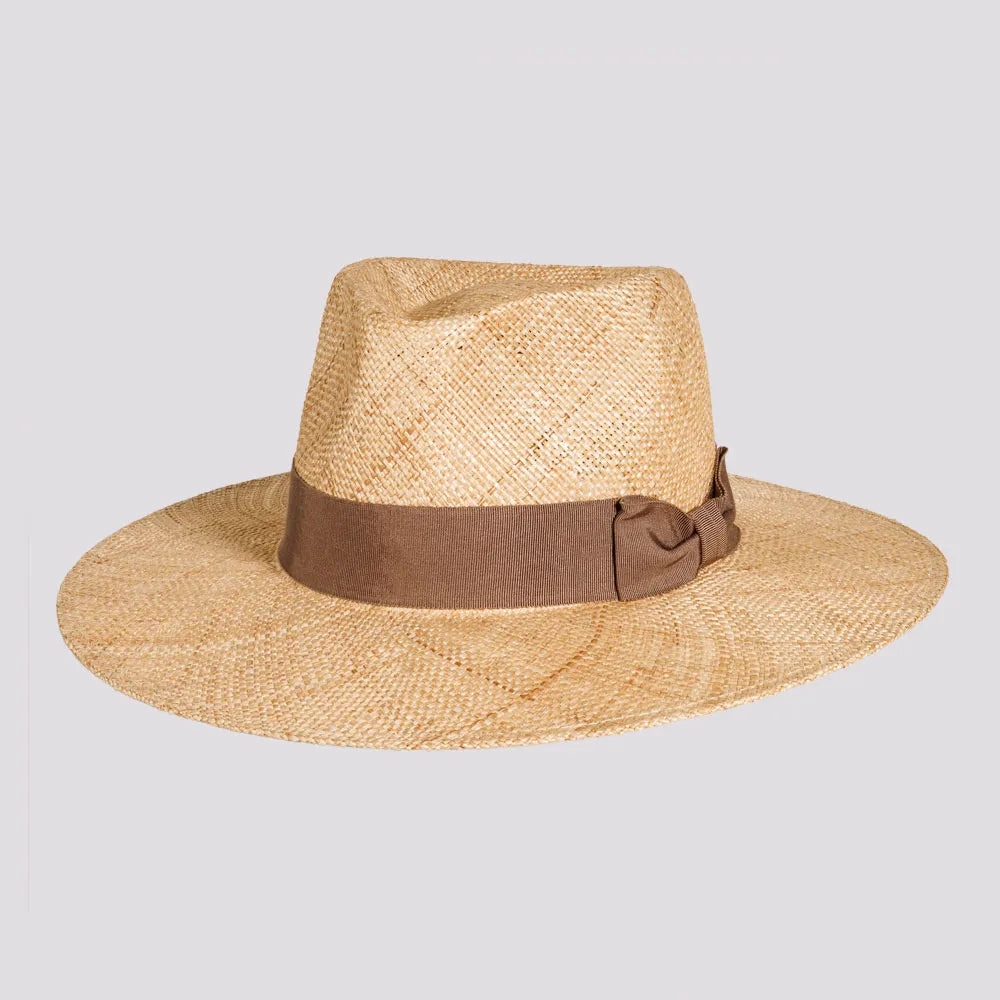 Sorrento | Womens Woven Bao Straw Teardrop Fedora Hat