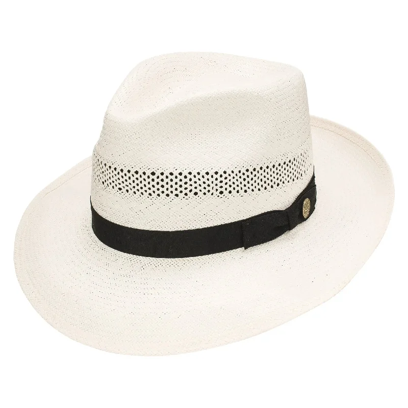 Stetson Alderton Vented Wide Brim Shantung Straw Fedora