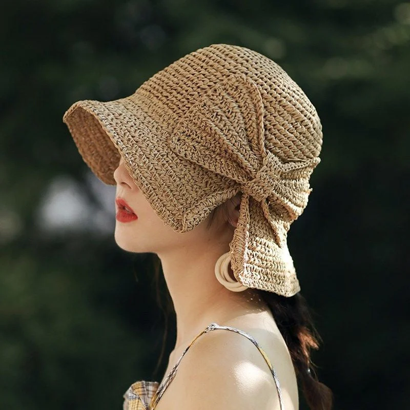 Sun Hat Wide Brim Floppy Summer Hats For Women Straw Dome Bucket Hat