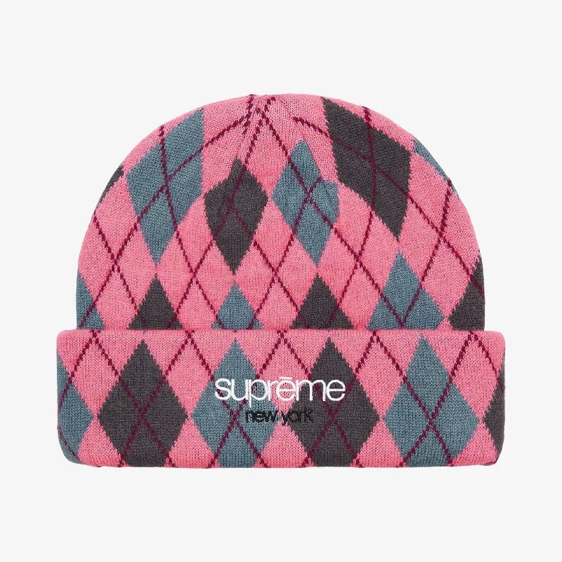 Supreme Argyle Cashmere Beanie Dusty Magneta (FW21)