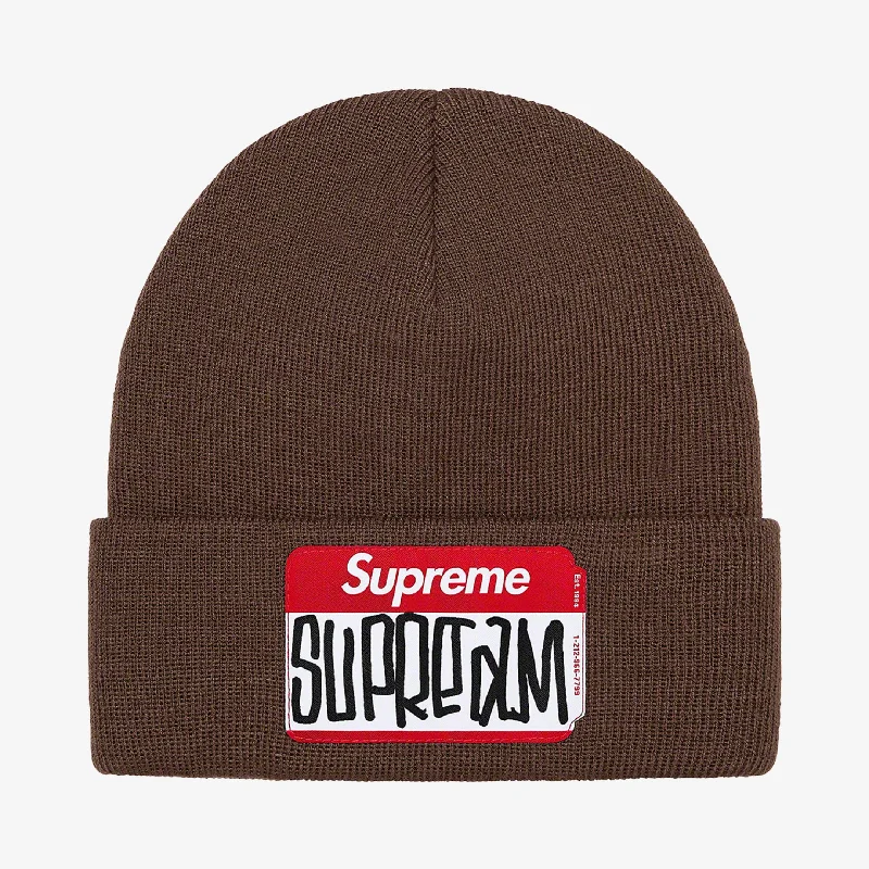 Supreme Beanie 'Gonz Nametag' Brown (FW21)