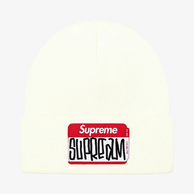 Supreme Beanie 'Gonz Nametag' Natural (FW21)