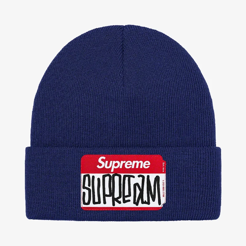 Supreme Beanie 'Gonz Nametag' Navy (FW21)