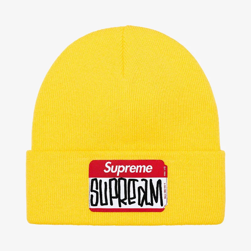 Supreme Beanie 'Gonz Nametag' Yellow (FW21)