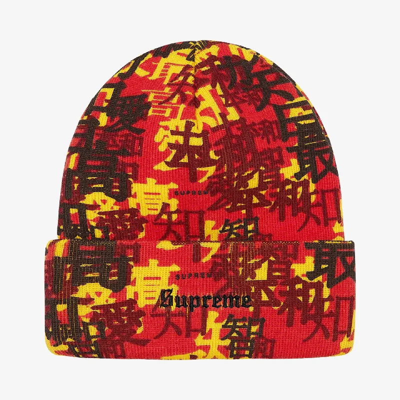 Supreme Beanie 'Kanji Camo' Red (FW21)