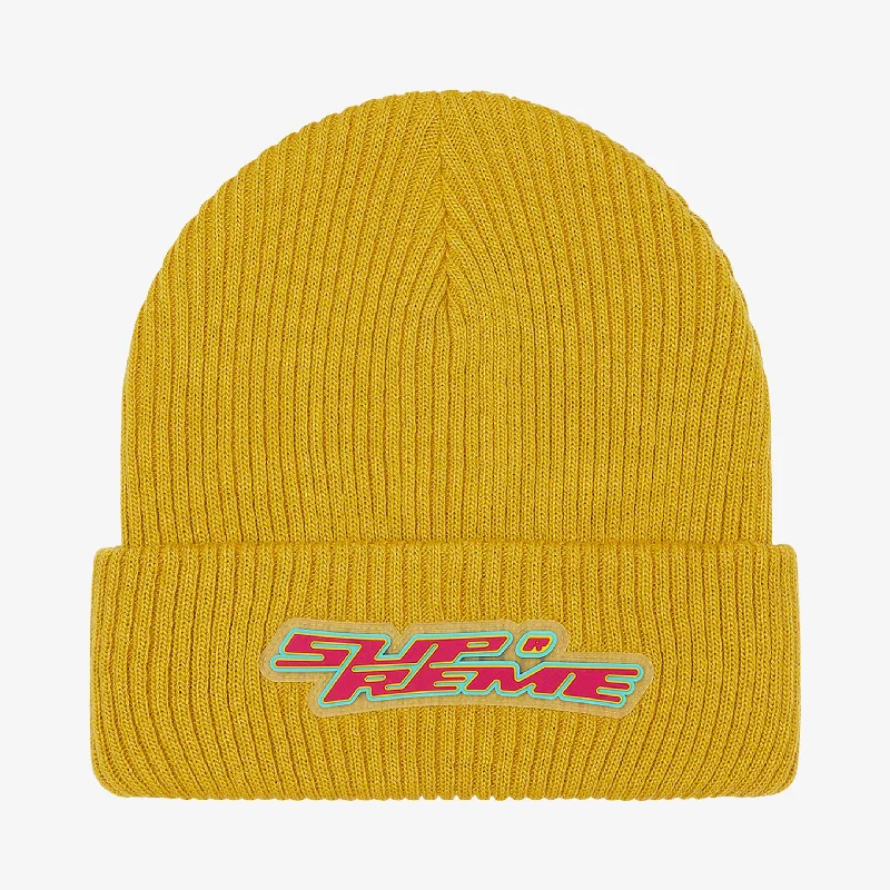 Supreme Patch Beanie 'Raised Logo' Mustard (FW21)