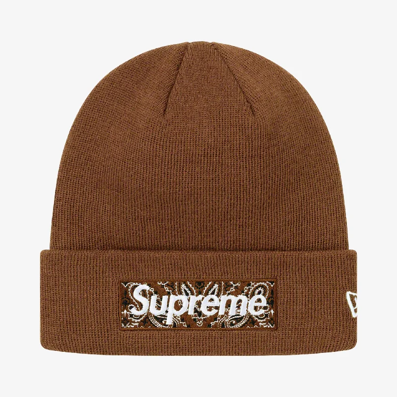 Supreme x New Era Beanie 'Bandana Box Logo' Dark Brown (FW19)