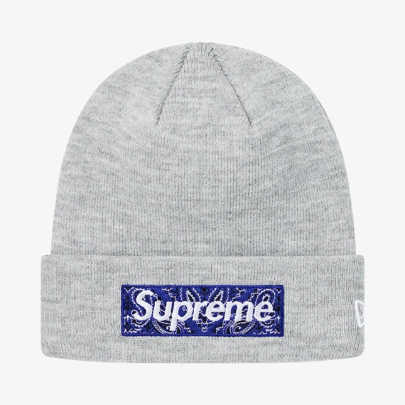 Supreme x New Era Beanie 'Bandana Box Logo' Heather Grey (FW19)