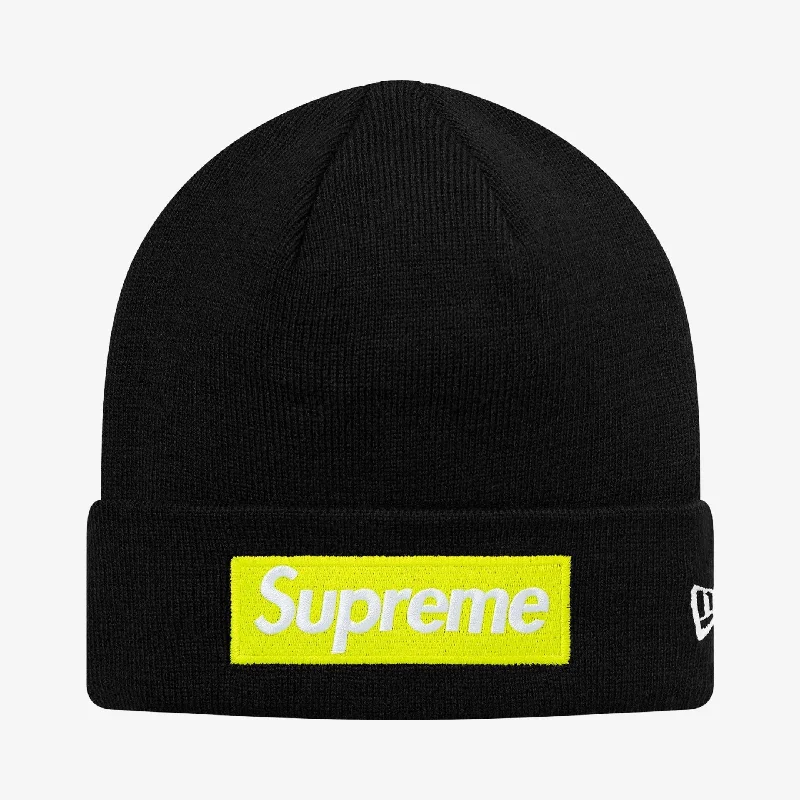 Supreme x New Era Beanie 'Box Logo' Black / Volt (FW17)