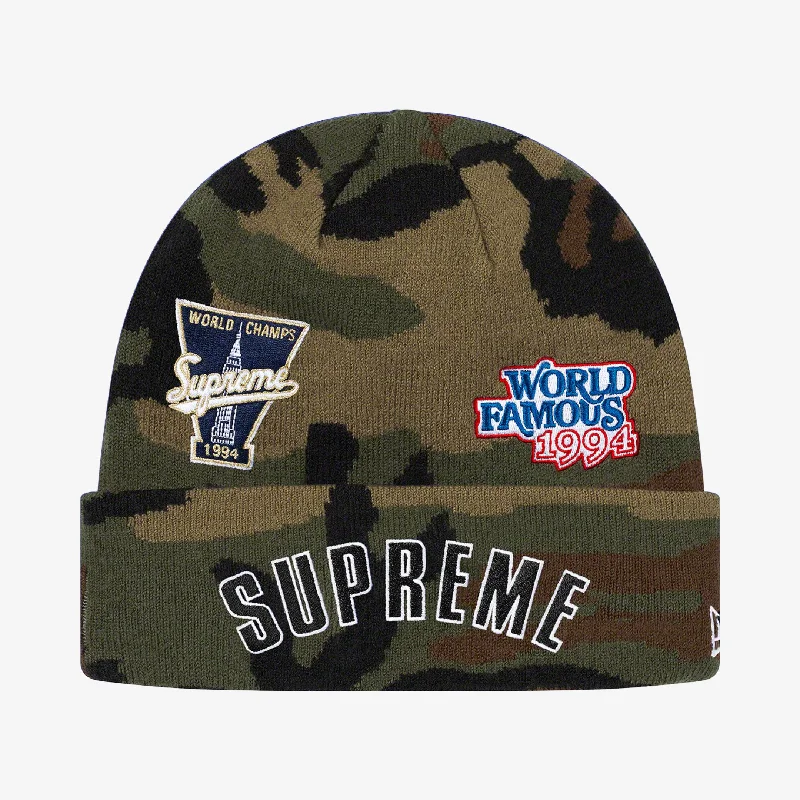 Supreme x New Era Beanie 'Championship' Woodland Camo (FW19)